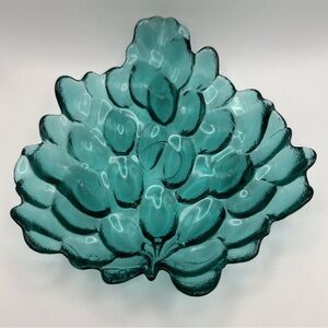 Grape Shaped Green Art Glass Candy Nut Trinket Dish Vintage